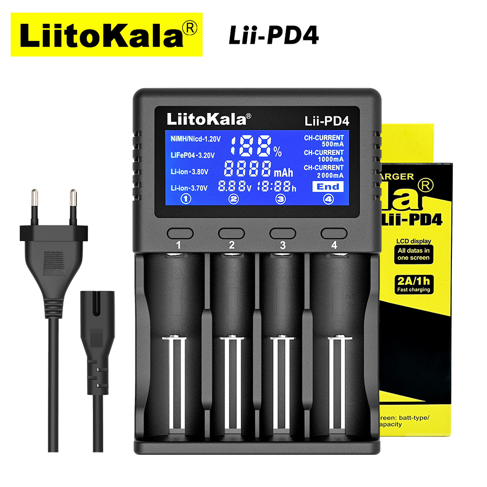 Liitokala Lii-PD4 Batterij Lader Lcd Display Voor 18650 26650 18350 Aa Aaa 3.7V/3.2V/1.2V/1.5V Lithium Nimh Li-Ion Batterij