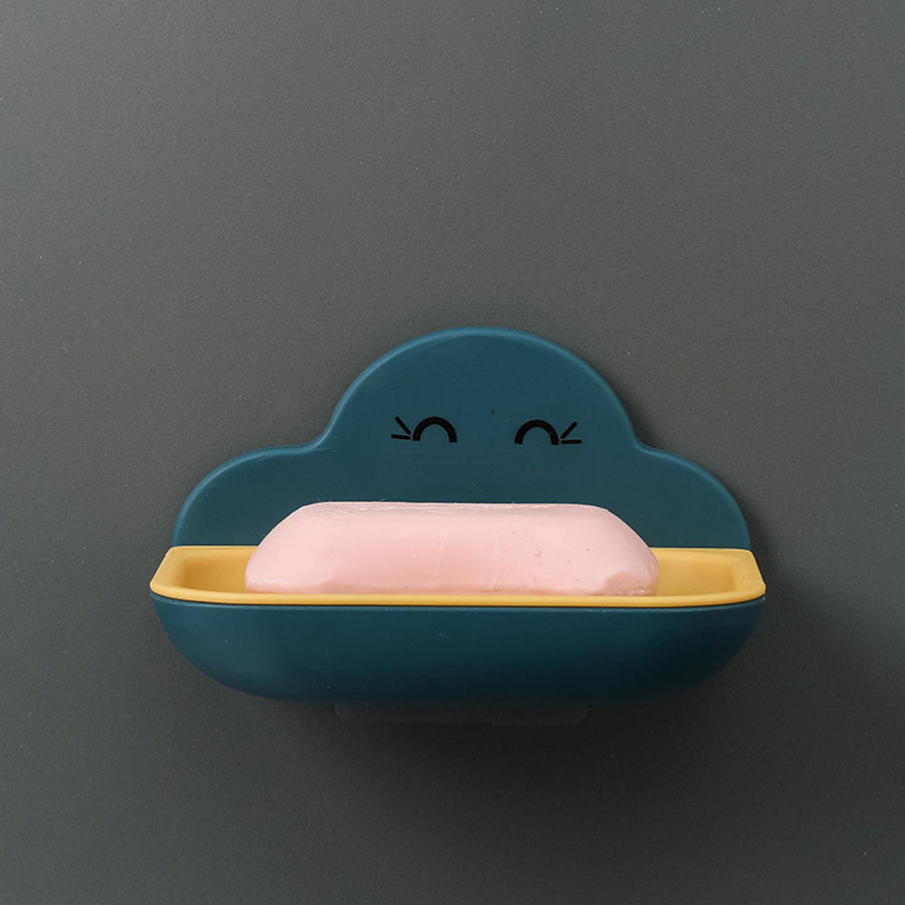 Söt tecknad moln form tvål låda badrum dränering tvål hållare bärbar resa tvål skydda fall badrumstillbehör: Djupblå
