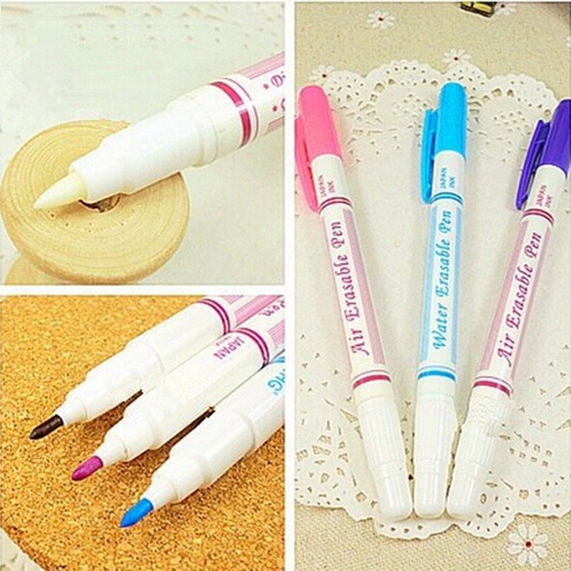 3pcs/lot Blue Purple Pink Air / Water Erasable Pen Fabric Marker Auto-Vanishing Pen AA7222