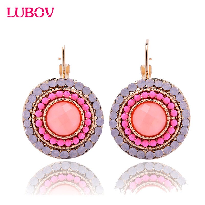 Luxury Multi Layer Rhinestone Big Crystal Round Clip Earrings Golden 100% Handmade Jewelry for Women Christmas