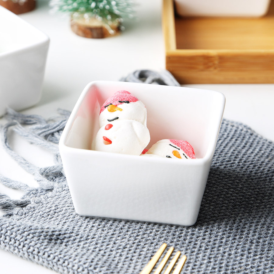 MUZITY-plato de cerámica para postres, Plato cuadrado para fruta con bandeja de bambú y madera, plato de porcelana para pastel o caramelo