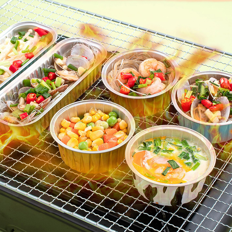 10Pcs Reusable Round Aluminum Foil Tin Cup Pudding Cake Mold Air Fryer Tinfoil Box Small Baking Tray Baking Pastry Tools