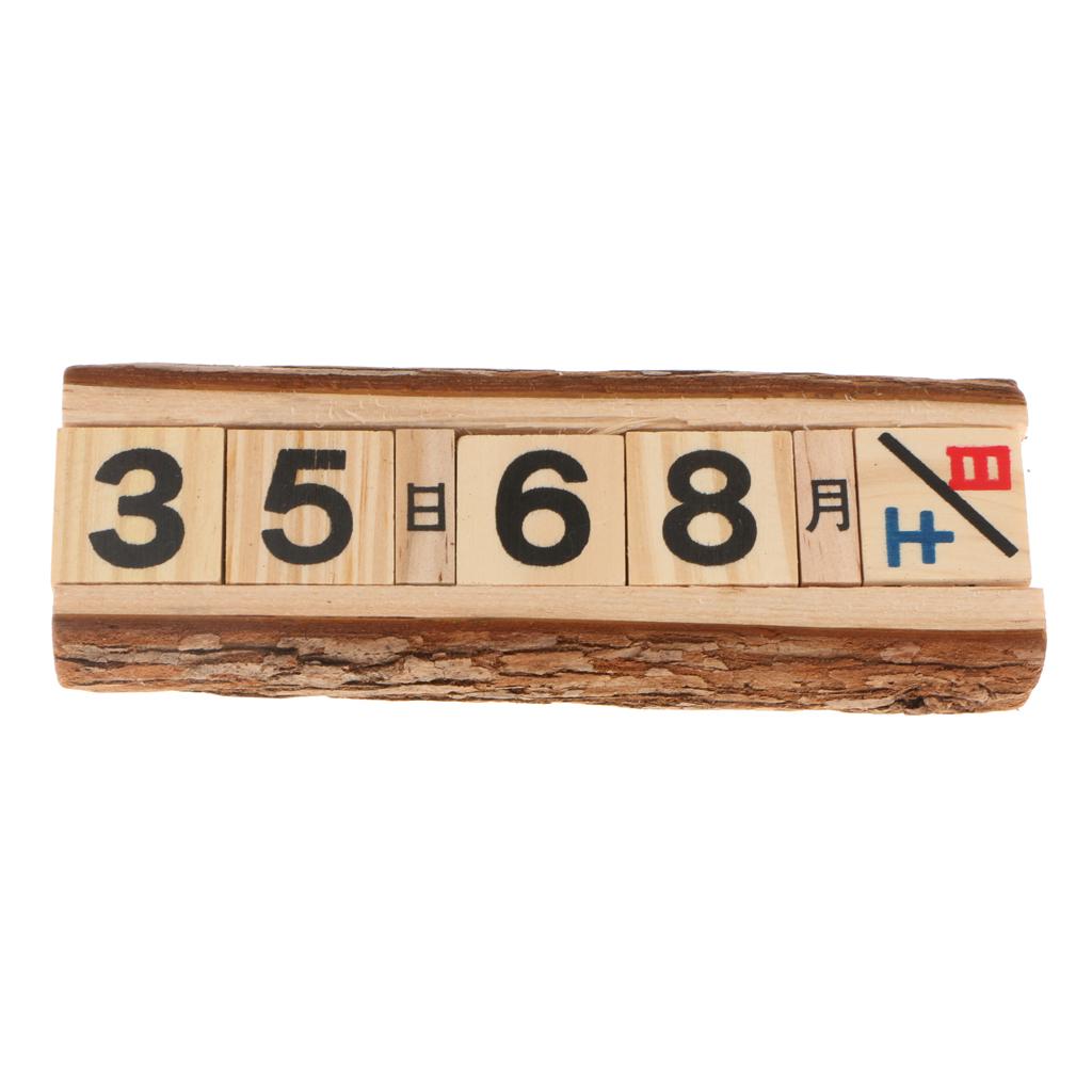 Rustic Freestanding Wooden Blocks Wood Calendar With Wood Stand