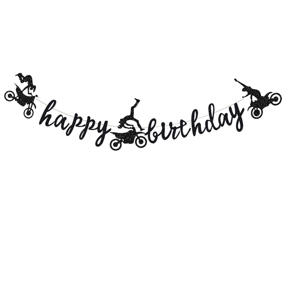 Decoración de de cumpleaños de Motocross, adornos para magdalenas, pancarta de motocicleta, decoración de pastel para suministros de de cumpleaños para hombre o niño