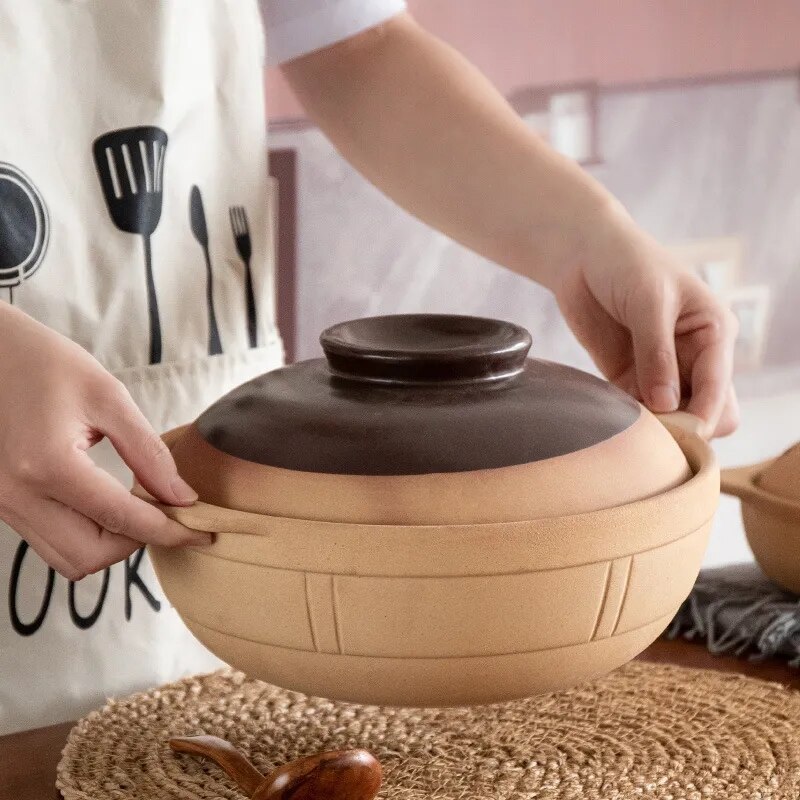 Olla de cerámica con tapa para cocinar, juego de utensilios de cocina coreanos, 500ML, 1 ud.