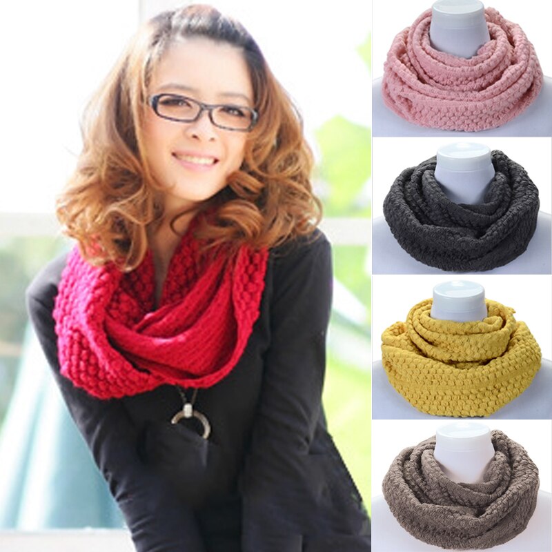 pattern Warm Knitted Scarves Autumn Simple Unisex Solid Color Collar Scarves Women Winter Knitted Scarf