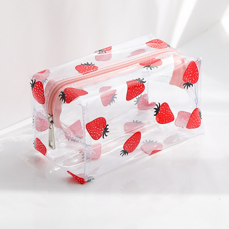 Transparent Big Pencil Case PVC School Supplies Pencil Bag Stationery School Back To School Pencil Box: Strawberry