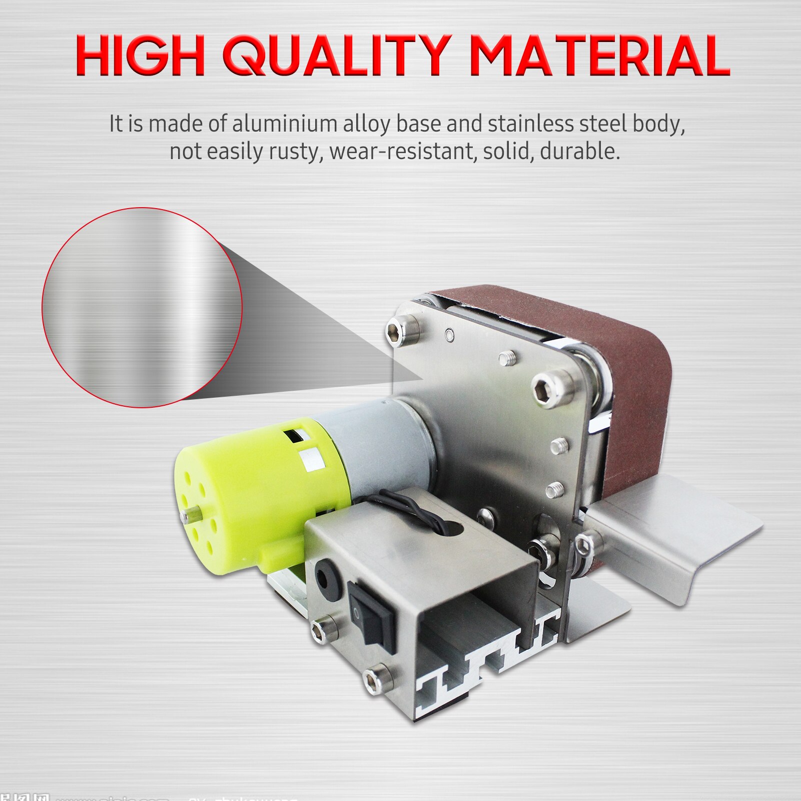 Belt Sander Electric Sanding Polishing Grinding Machine 7 Variable Speed with 10 Sanding Belts for Polishing Wood Acrylic Metal