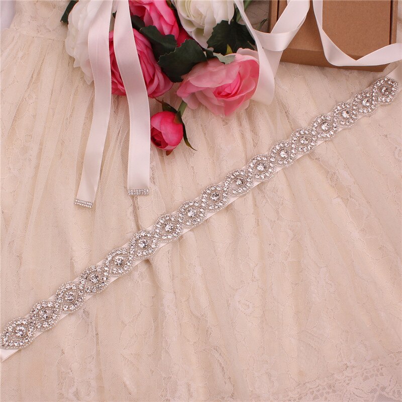 Steentjes Trouwjurk Riem Sliver Crystal Bridal Sash Diamant Bruids Riem Voor Vrouwen Jurken: ivory