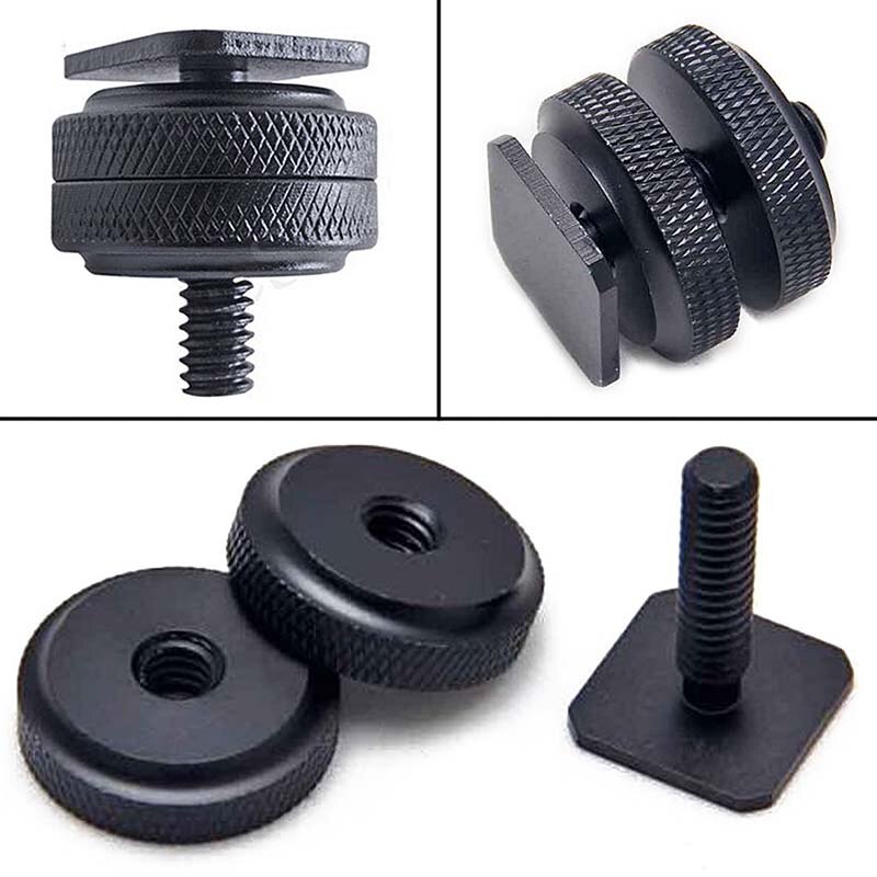 Pro 1/4&quot; Dual Nuts Tripod Mount Screw Black To Flash Shoe Adapter For Camera Studio Accessories