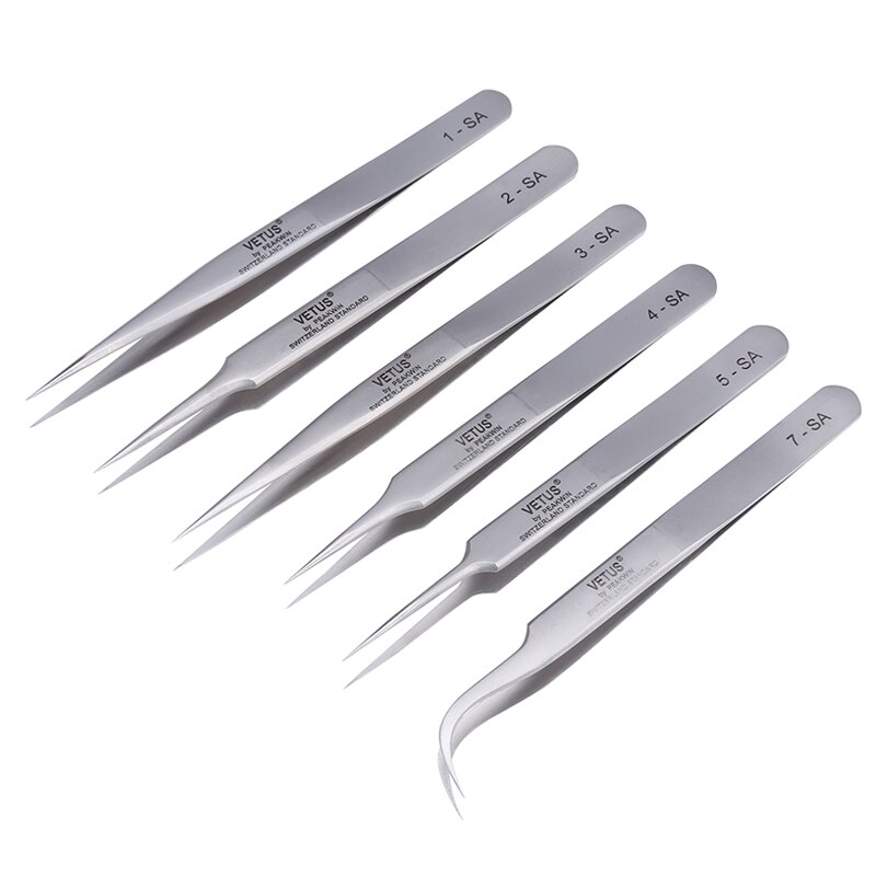 Hohe Präzision SA Serie VETUS Pinzette Pinzas Edelstahl Antimagnetisch Anti Säure Pinzette SS-SA 00-SA 5B-SA 7-SA