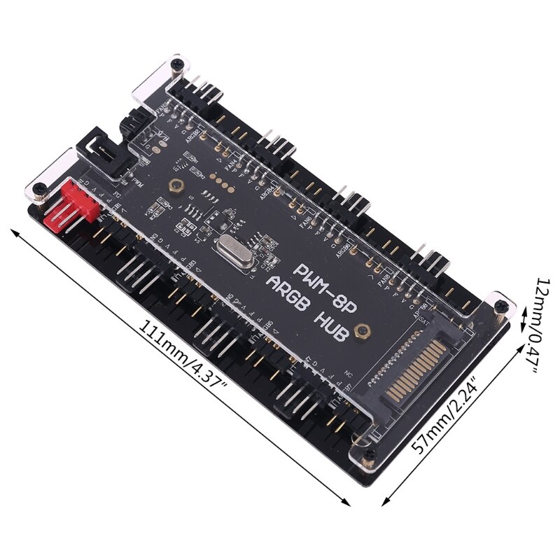 Pwm Fan + 5V 3PIN Argb Verlichting 2in1 Sync Hub Controller 1 Tot 8 Multi Way Splitter