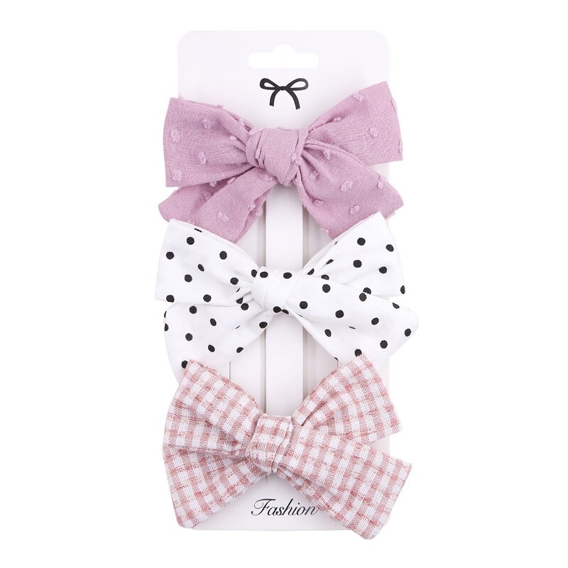 Baby Bogen Haarnadel Mädchen Haar Clip Baumwolle Spitze Barette Für freundlicher Headwear Säuglings Blumen Karierten Clips Babys Nette Zubehör 3/4Stck: 3