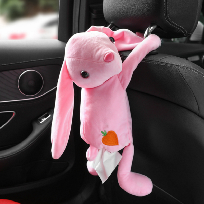 Universal Car Zipper Backseat Tissue Box Cartoon Cute Animal Tissue Box Car Interior Products