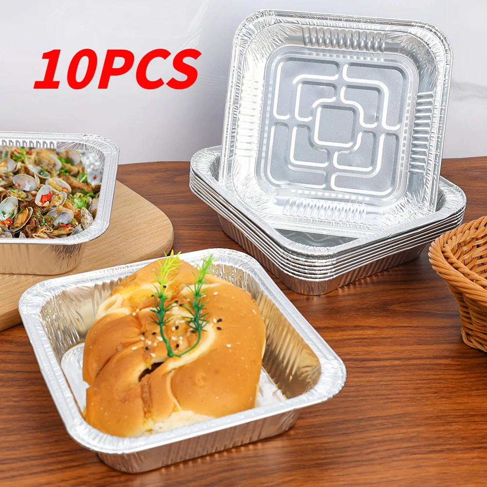 Plateau d'égouttage BBQ, feuille d'aluminium étanche à l'huile, boîte en fer-blanc friteuse à Air plateau jetable, panier de cuisson à la vapeur, outil de cuisine 10 pièces/ensemble