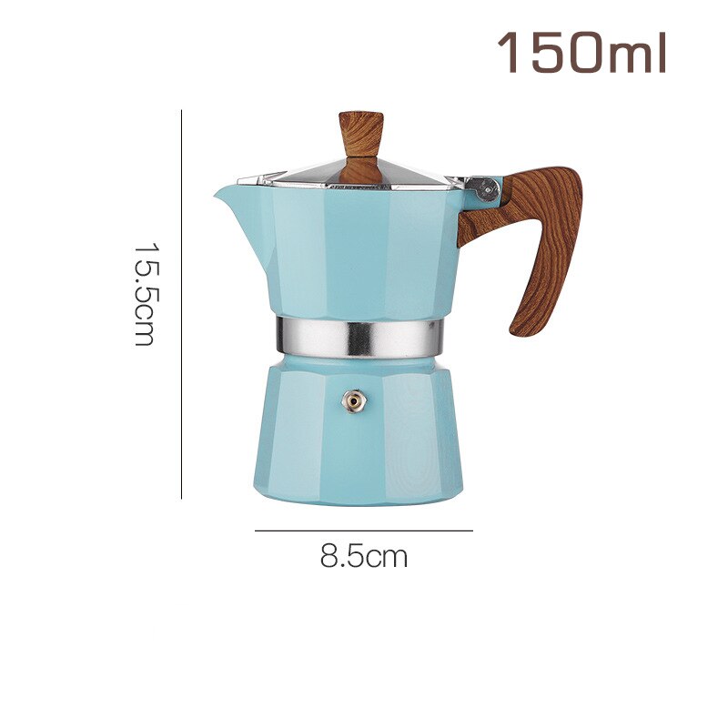 Juego de estufa eléctrica portátil para café, cafetera Moka de 10 puntas, cafetera casera de extracción italiana, Realme: 150ml blue