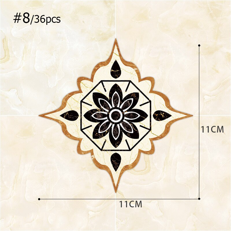 36 Pcs Self Adhesive Floor Tile Stickers Waterproof Floor Diagonal Sticker Europe Royal Style Living Room Decor Wall Floor Stick: 8