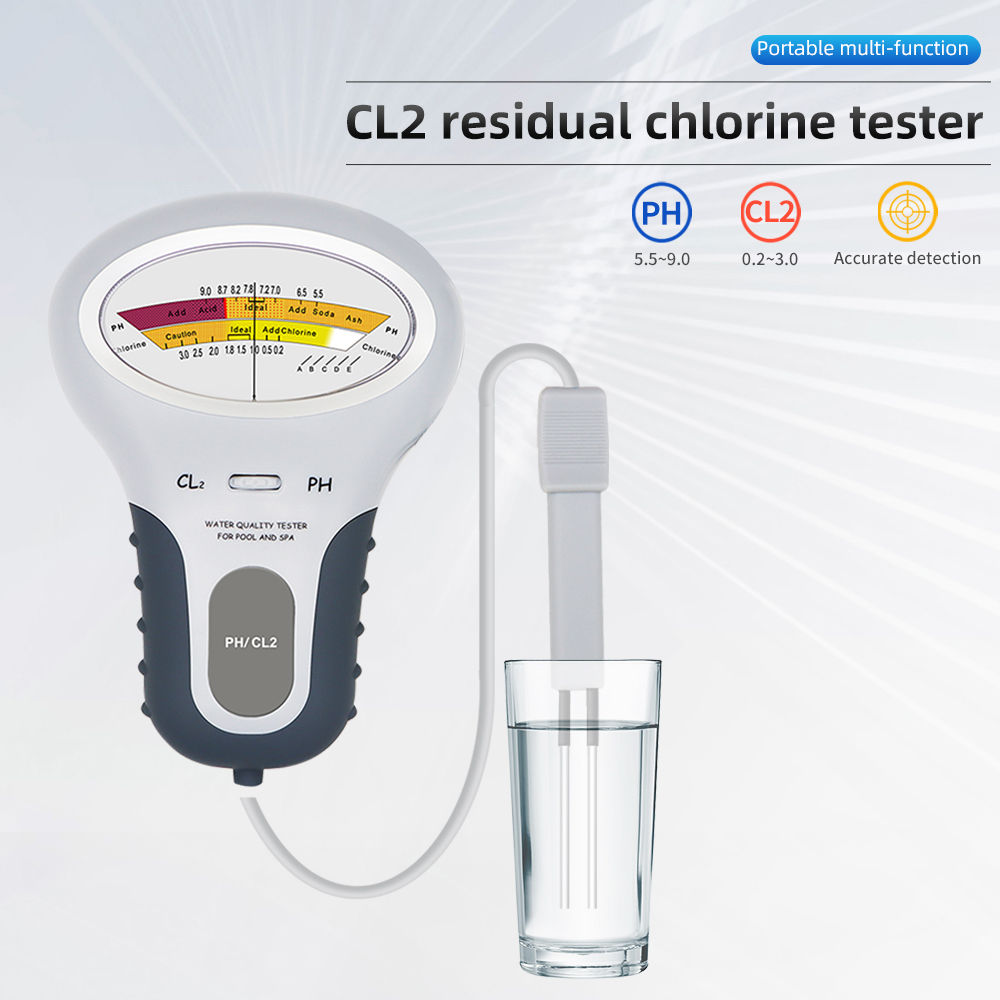 Détecteur de chlore 2 en 1, compteur PH et CL2, testeur de moniteur de chlore pour piscine, Spa, testeur de de l'eau de source chaude pour Aquarium