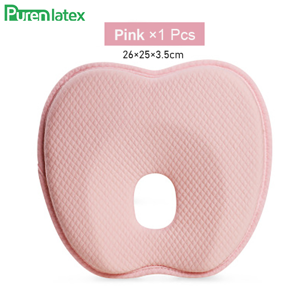 Purenlatex Newborn Baby Head Shaping Pillow 0-12 Months Memory Foam Preventing Flat Head Syndrome(Plagiocephaly) Neck Support: Pink