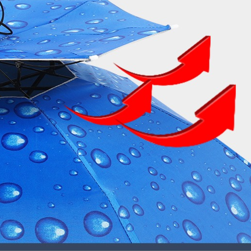 Dubbellaagse opvouwbare parapluhoed voor buiten, zonnescherm, UV-bescherming, zonnebrandcrème, waterdichte vishoed, geschikt voor buiten kamperen