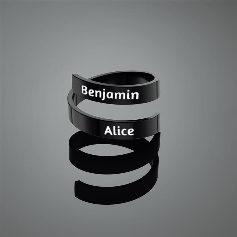 Simple Style Black Wrap Ring 316L Stainless Steel Men Finger Ring Wedding Engagement Band Jewelry Party