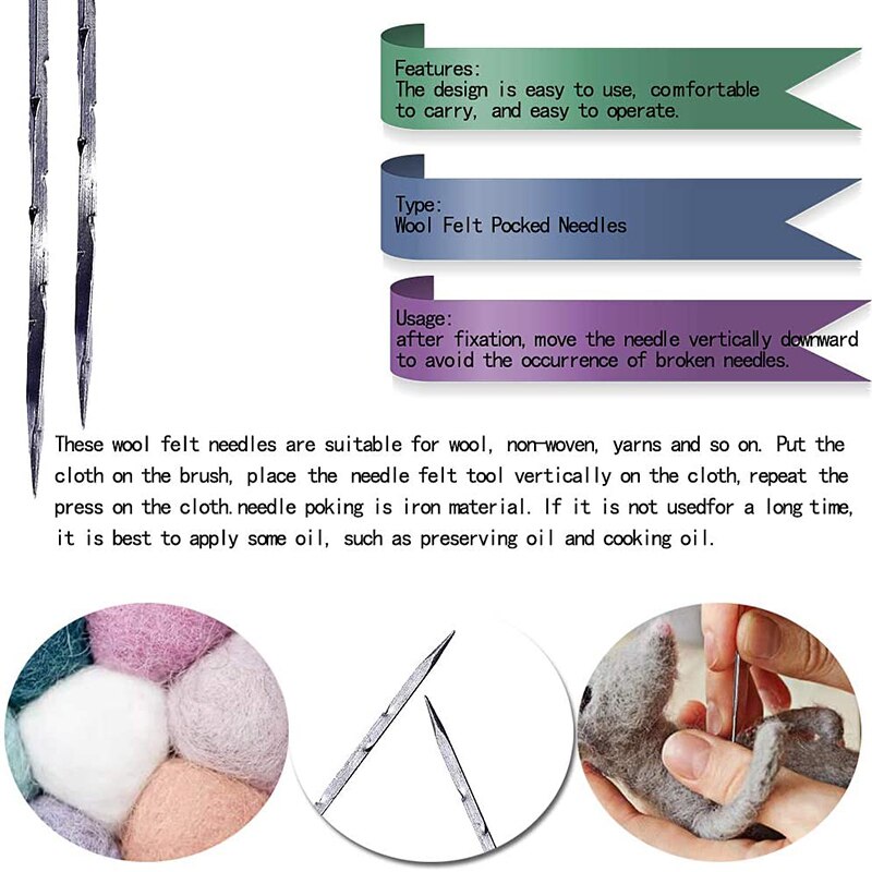 Lmdz 35 stk toving nåler ull nål tove sett ull filt tove kit kit fargerike ull tove rekvisita med nåle flaske