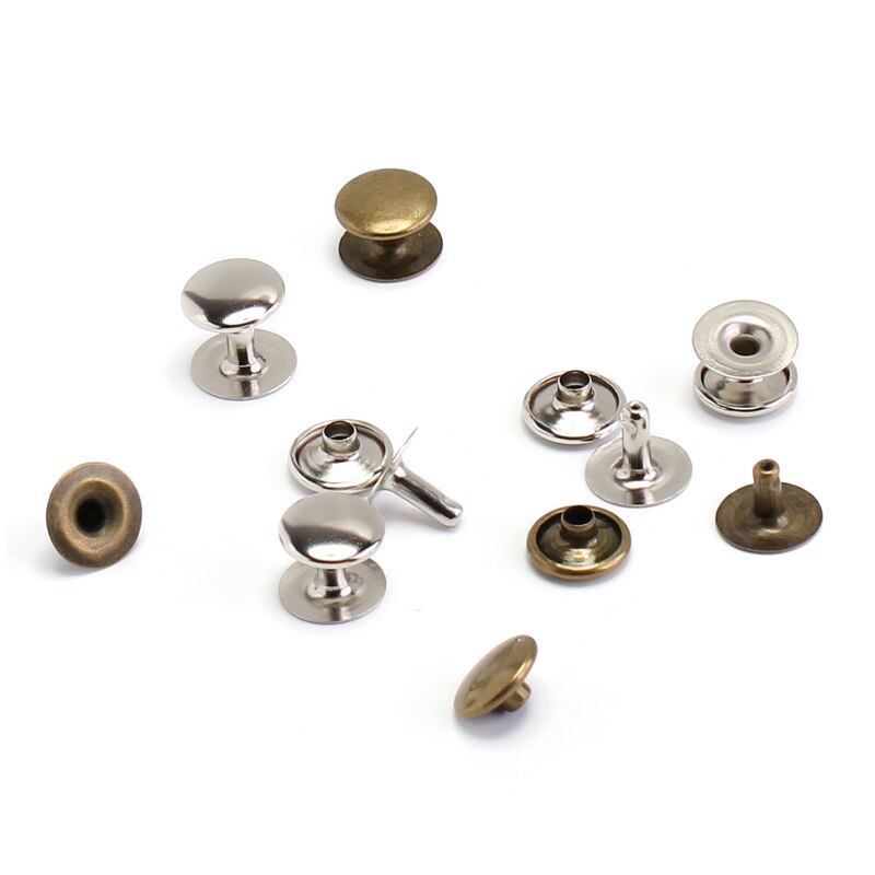 Juego de remaches dobles redondos de 12x8, 12x10, 12x12, clavos de Metal para bolso, correa, pulsera, zapatos de artesanía de cuero