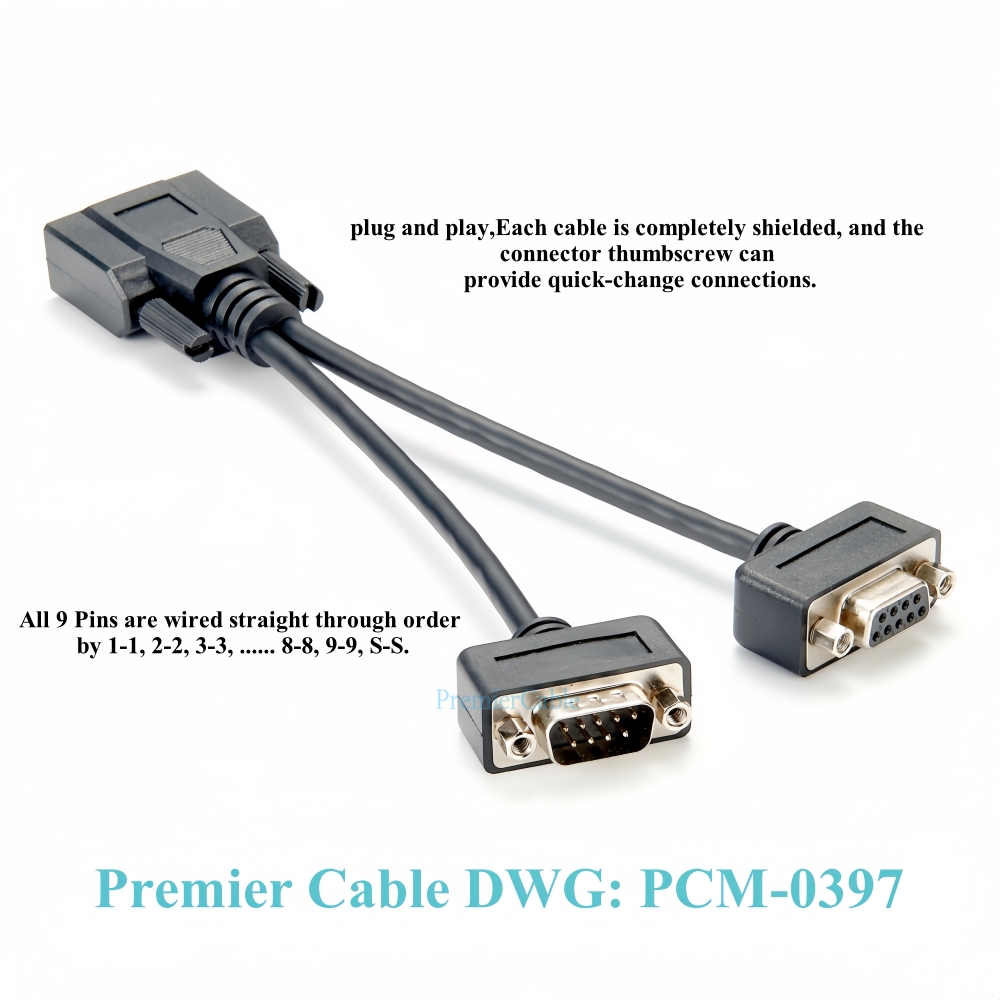CAN Bus DB9 Y Splitter Cable DB9 9 Pin 1 Male 2 Female Straight Through Serial Splitter Adapter CAN Bus Split Cable