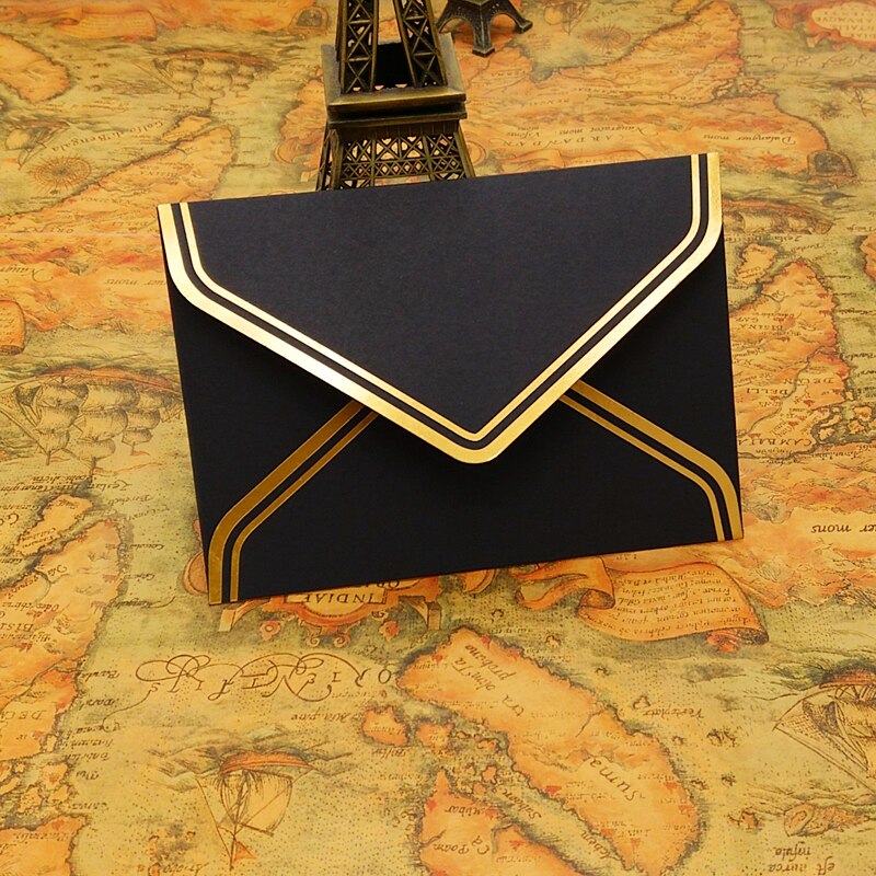 10 pcs/lot Vintage Gold Blank Kraft Paper Envelopes Wedding Party Invitation Envelope Greeting Cards Envelope 17.5*12.5cm: 17.5X12.5cm black