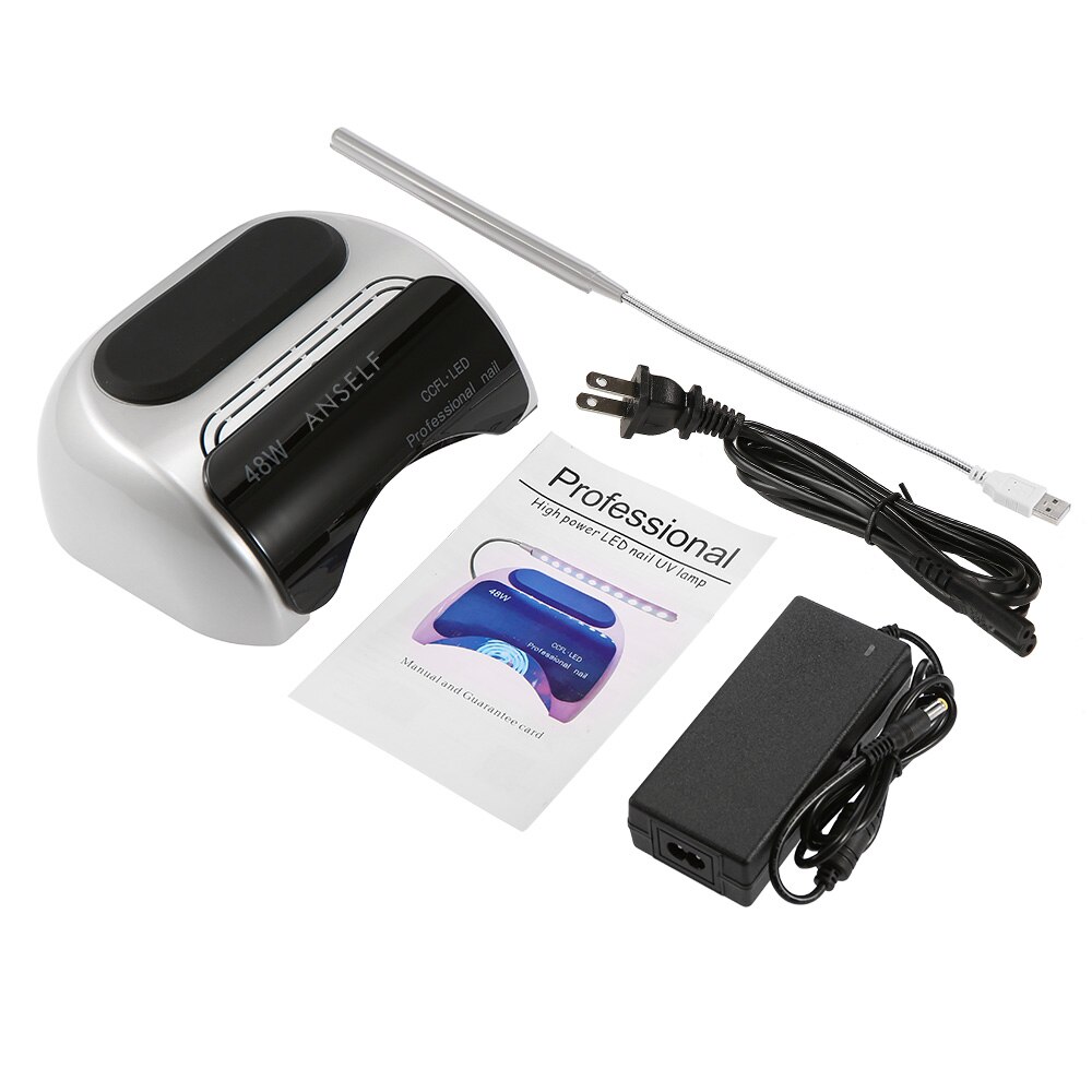 Anself 48W LED CCFL lámpara de uñas Gel secador de uñas máquina de curado uña Gel curado 110-240V herramienta de Arte de uñas EU US Plug: Gray  US