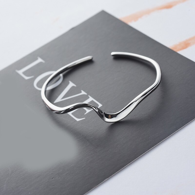 Pulsera de estilo Simple de línea retorcida de Jade hueco de Pin de Plata de Ley 925