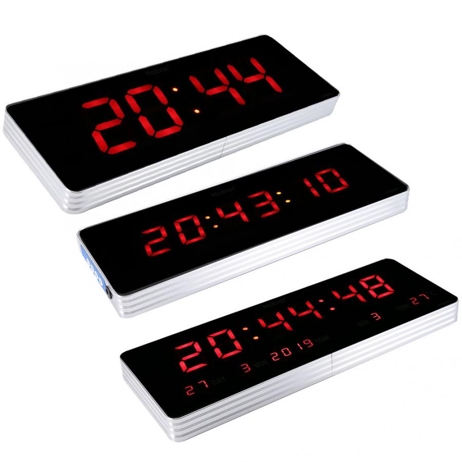 Digital Wall Clock Modern Digital LED Calendar Clock Temperature Wall Clocks EU Plug 110-240V Wall Watch часы настенные
