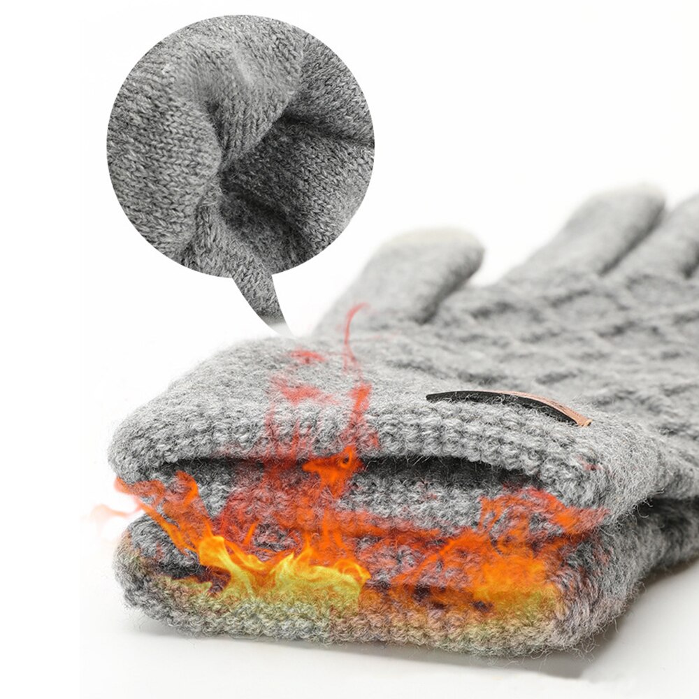 Winter Men Knitted Gloves Touch Screen Male Mitten Thicken Warm Wool Cashmere Solid Men Business Gloves Autumn