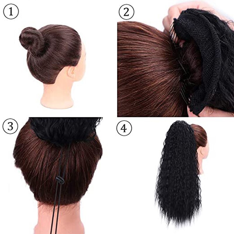 LISI-coletero con cordón africano para niña, pompón de pelo rizado y extensión de cabello sintético, coletero