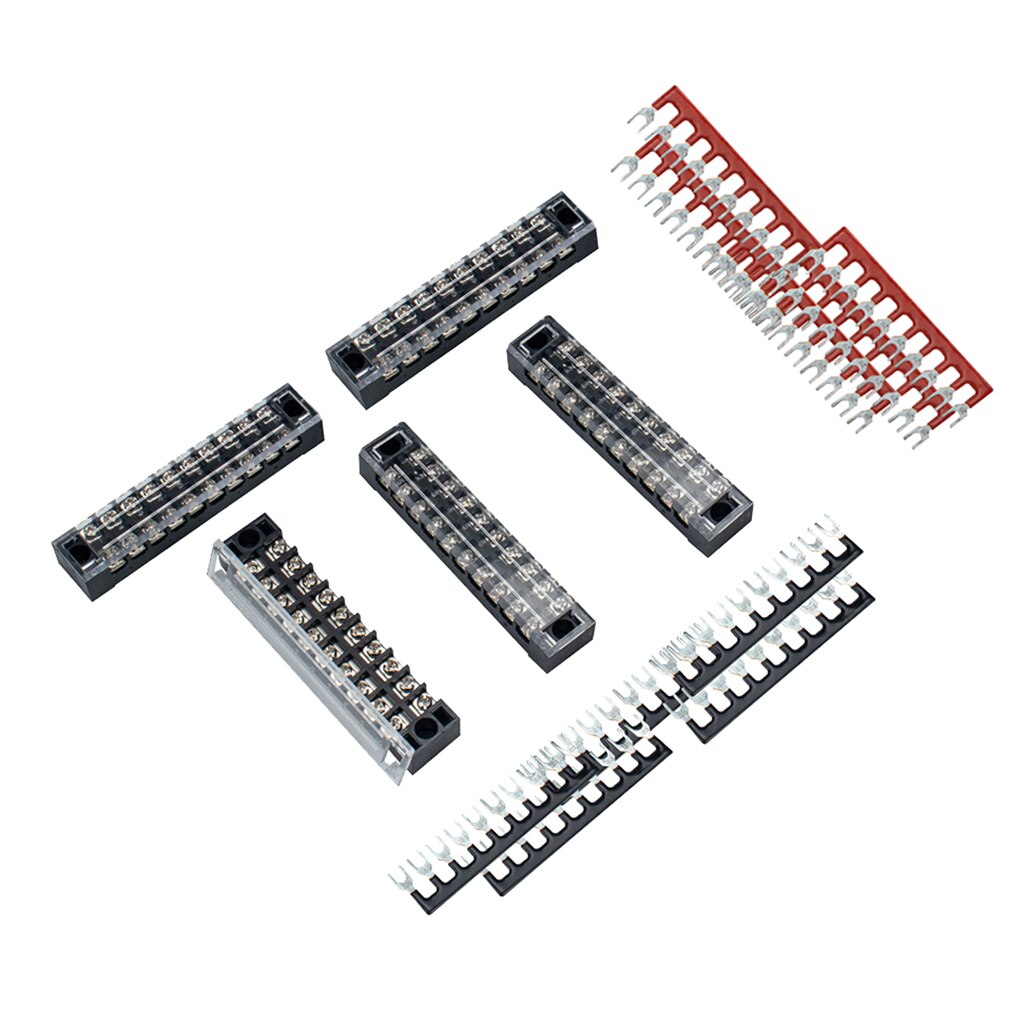 5 Stuks Dual Row 10P Schroef Barrier Terminal Block Met Vork Type Terminal Barrier Strips