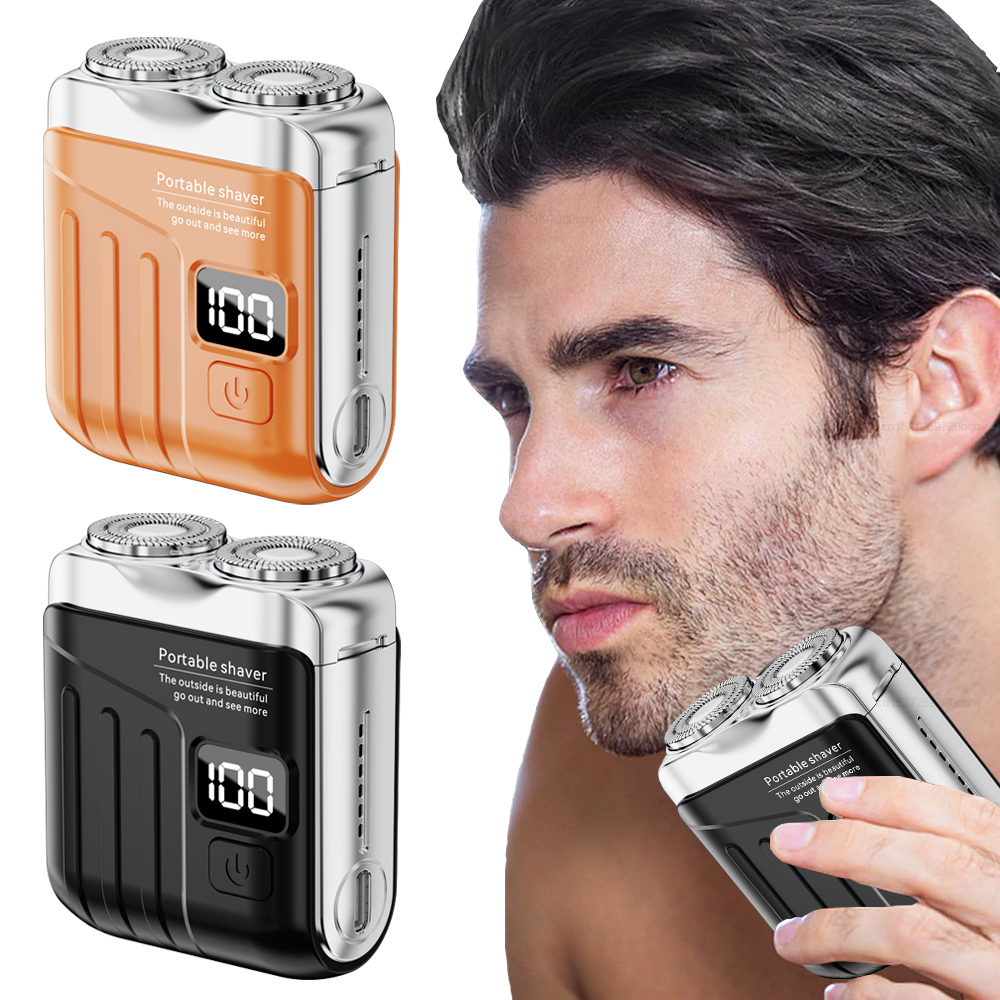 Rasoir électrique pour hommes Mini rasoir électrique Portable tondeuse à barbe Rechargeable hommes Machine à raser double lame rasoir