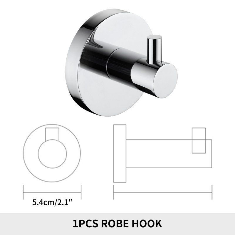 Badkameraccessoires Handdoekenrek Plank Papierhouder Roestvrij staal Toiletborstelhouder Handdoekring Robe Hook Hanger Chroom: WHITE