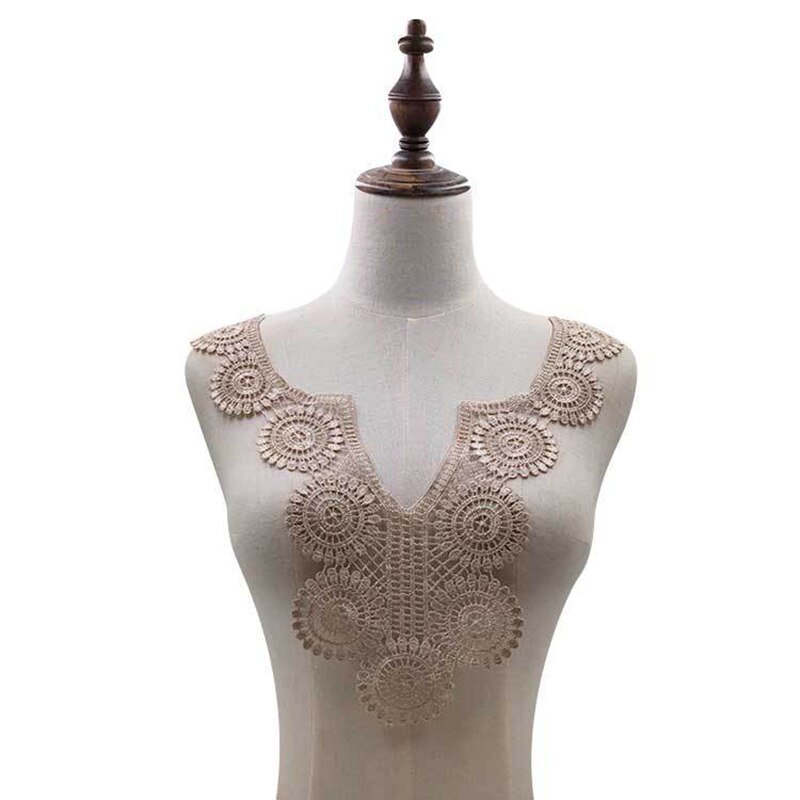 Tela de encaje de guipur para costura de ropa, apliques de cuello de mariposa, bordado, color negro: B5