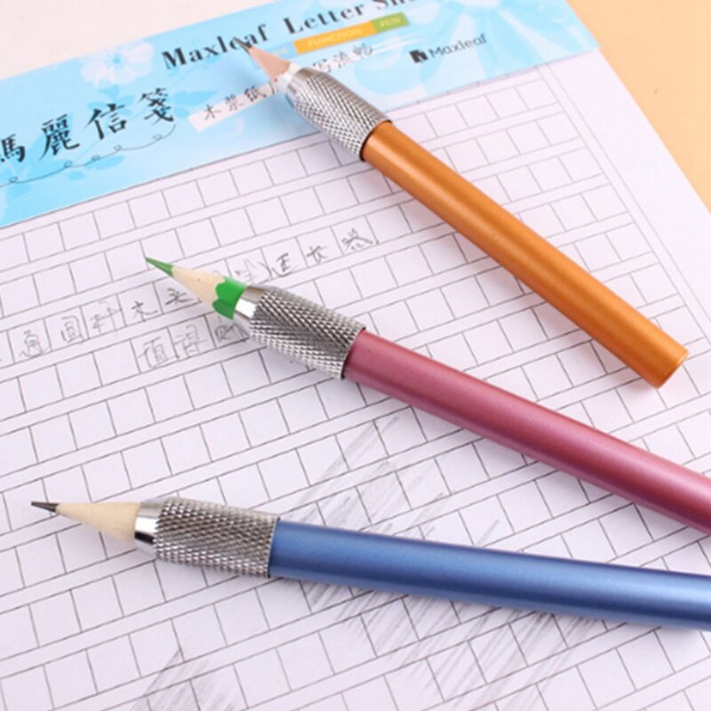 1Pcs Metalen Potlood Verlengd Extender Houder Multi Color Art Schets Potlood Lengthing Topper School Office Supply