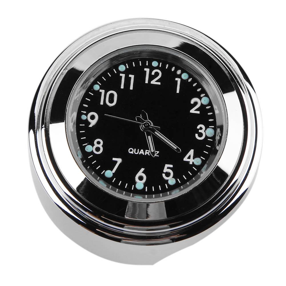 Waterproof Luminous 22/25mm Motorcycle Bike Handlebar Mount Dial Quartz Clock Watch For Harley Honda Yamaha SUZUKI Black Silver: Black 22 25mm
