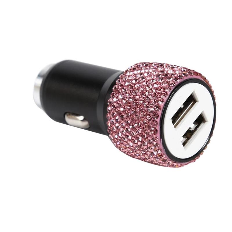 Auto 2 in 1 USB Dual Hafen Schnelle Ladung Auto Ladegerät Sicherheit Hammer Diamant Stil Dual USB Ausgang Hafen Bequem für Ladung Mobi: Weiß