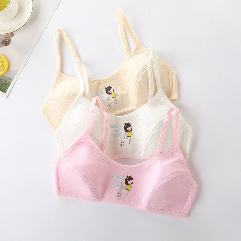 Cotton Girl Cute Bra Junior High School Students 9-12-16 Year Old Small Vest Development Period Children Underwear Training Bra