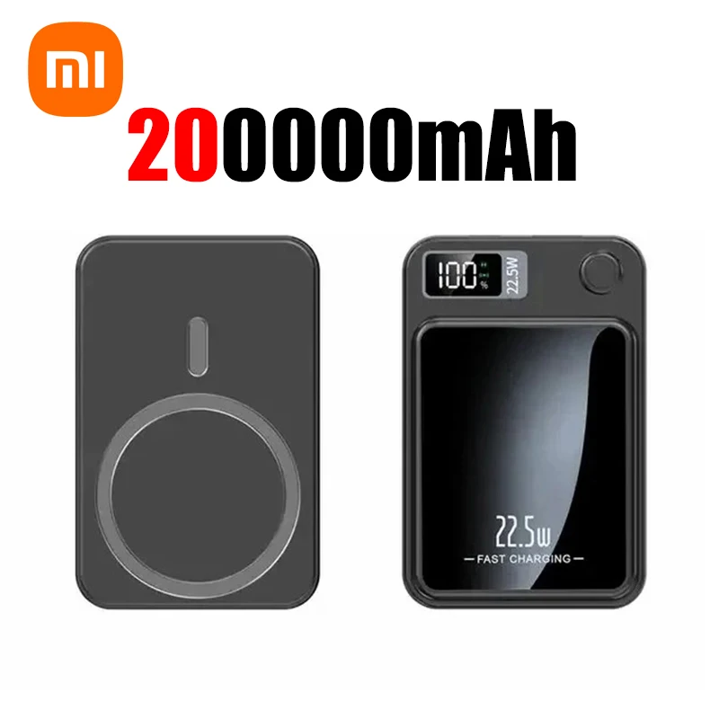 Xiaomi 200000 mah draadloze magnetische powerbank, supersnel opladende draagbare externe batterij, powerbank-adapter voor iphone en huawei: Donkerrood