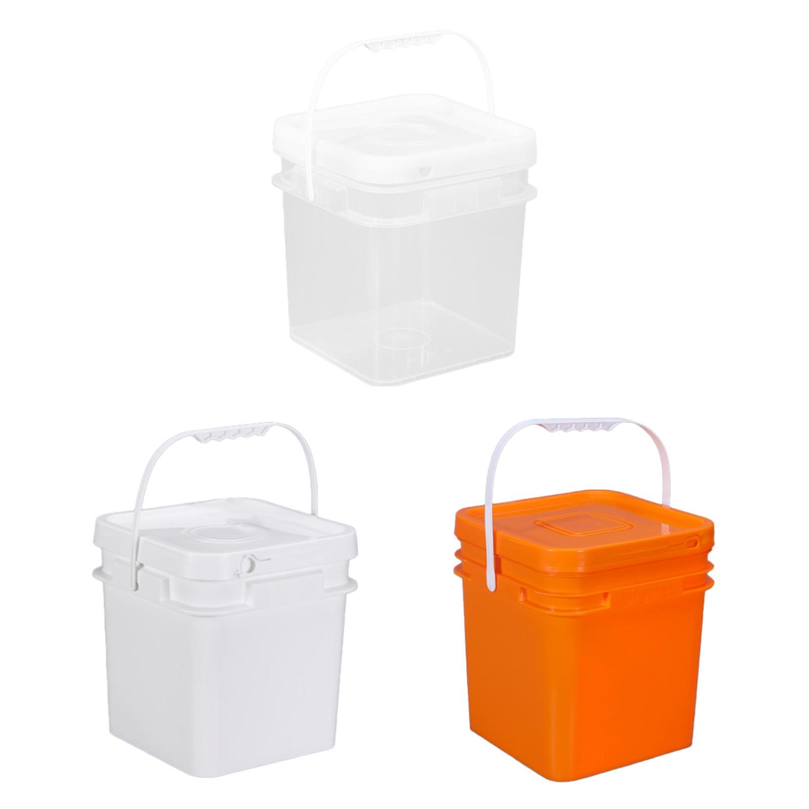 10L Square Bucket Food Storage Container with Handle and Lid for All Purpose Pail for Camping Car Washing Art Crafts Projects