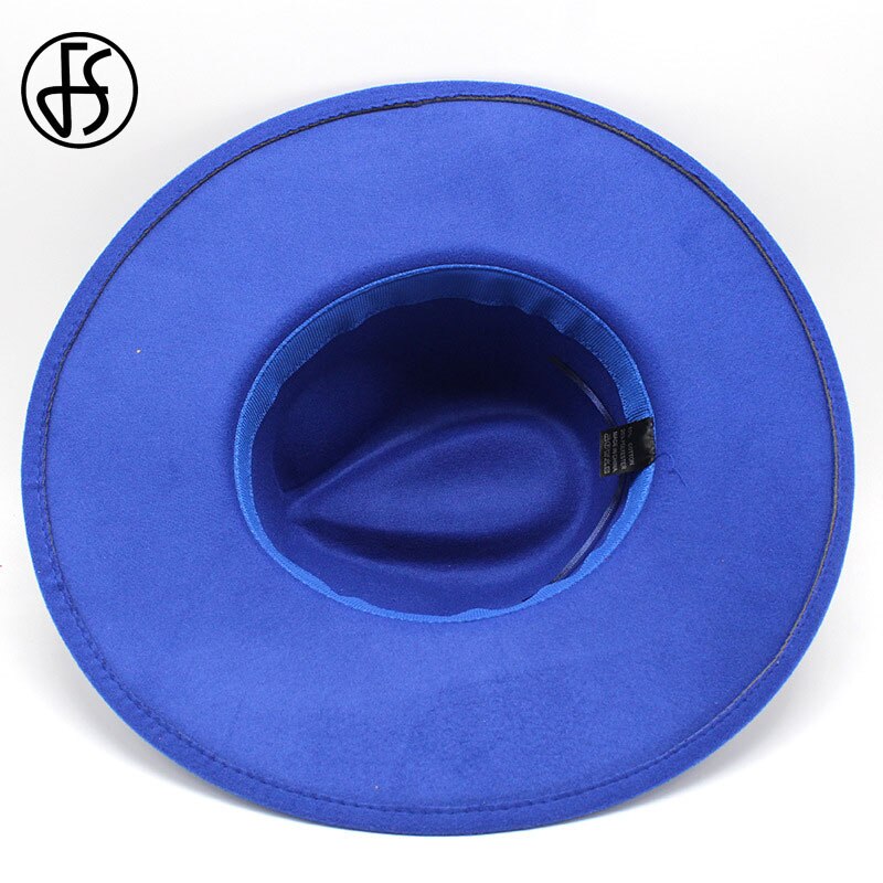 Fs stor imiteret uld fedora hat kvinder mænd filthuer med metal kæde dekor hvid panama trilby cowboy jazz cap chapeau sombrero