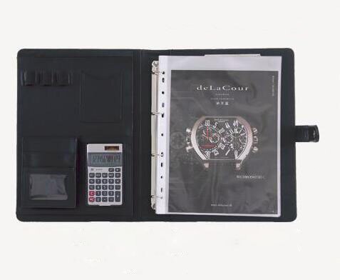 Multifunctionele map  a4 ,  pu-lederen documentenmappen met 4- ringen in briefformaat. voor documentenmappen van 8.5 x 11 inch.: Zwart