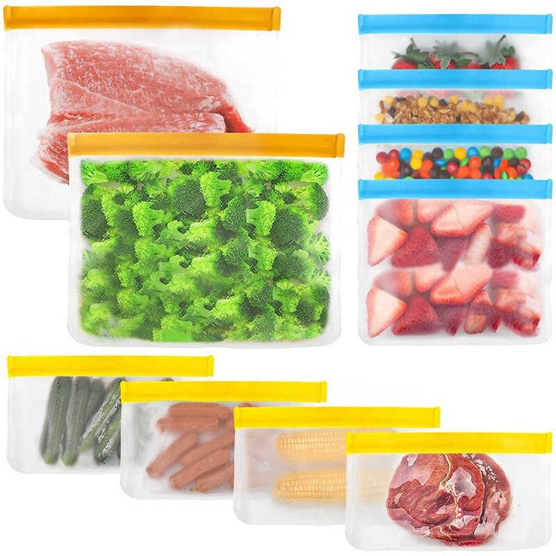 10Pcs Reusable Refrigerator Freezer Fresh-Keeping Bag Peva Double Bone Sealed Waterproof Bag Fruit Sandwich Lunch Bag: Default Title
