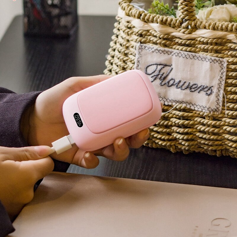 2X Rechargeable Hand Warmers, Portable USB Electric Hand Warmer Reusable Pocket Warmer Power Bank For Outdoor Pink