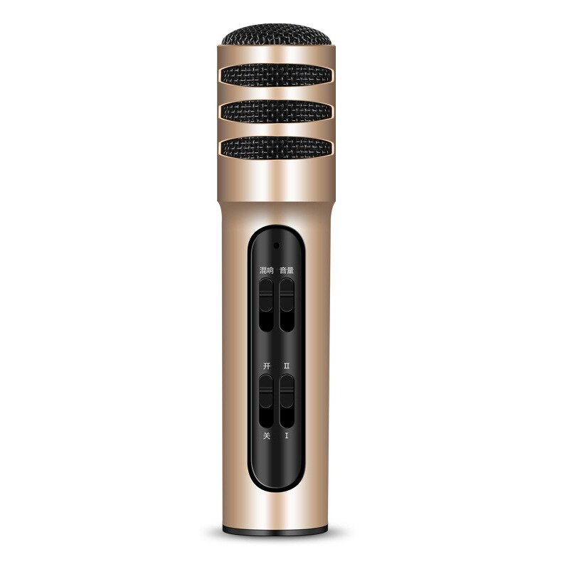 Micrófono de teléfono móvil, boquilla, dispositivo de Karaoke, canto en vivo, ancla, juego de ordenador doméstico para niños, equipo de tarjeta de sonido: Golden low configuration