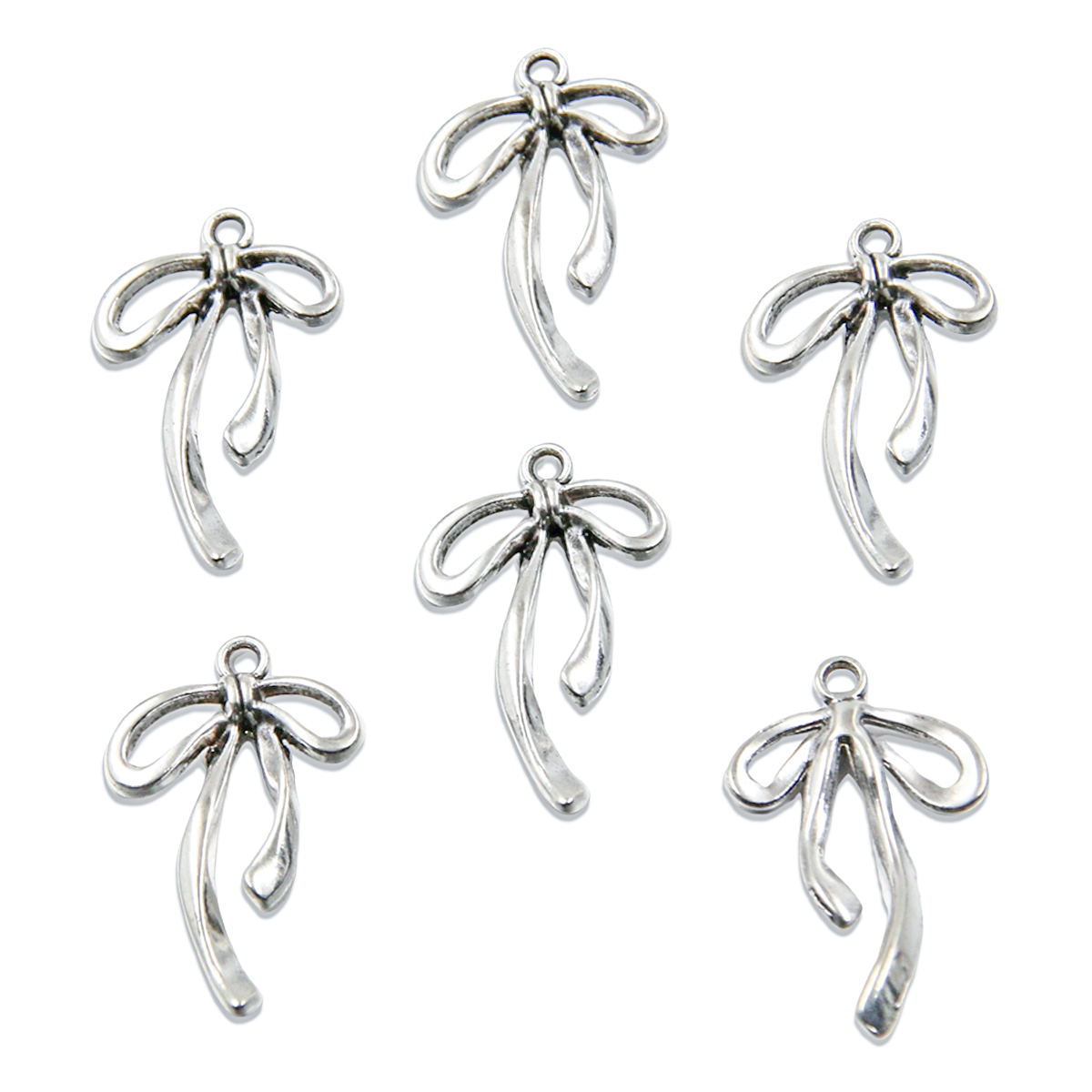 20Pcs 13 Style Metal Alloy Cute Hollow Bow Charms Pendants For Jewelry Making DIY Handmade Craft: Rhodium Plated